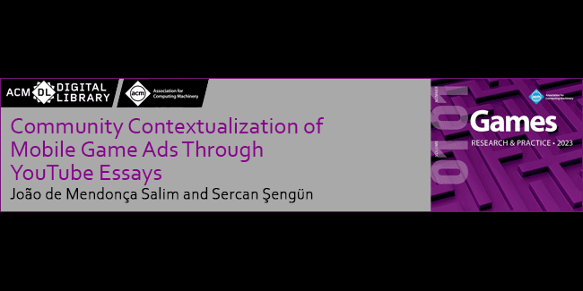 ACM Journal Article | Special Issue on Game Advertising at ACM Games Research and Practice, 2026